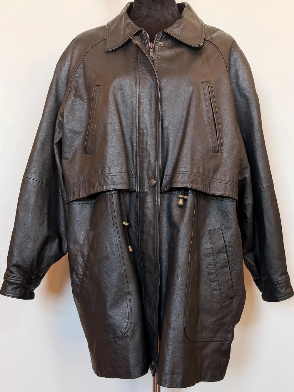 Vintage D.A.N.Y. Direct Action NY Brown Genuine Leather Parka Coat XL